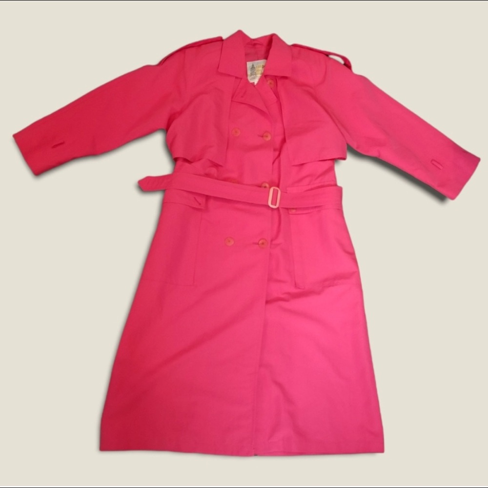 Vintage London Fog Bright Pink / Fuchsia Trench Coat
